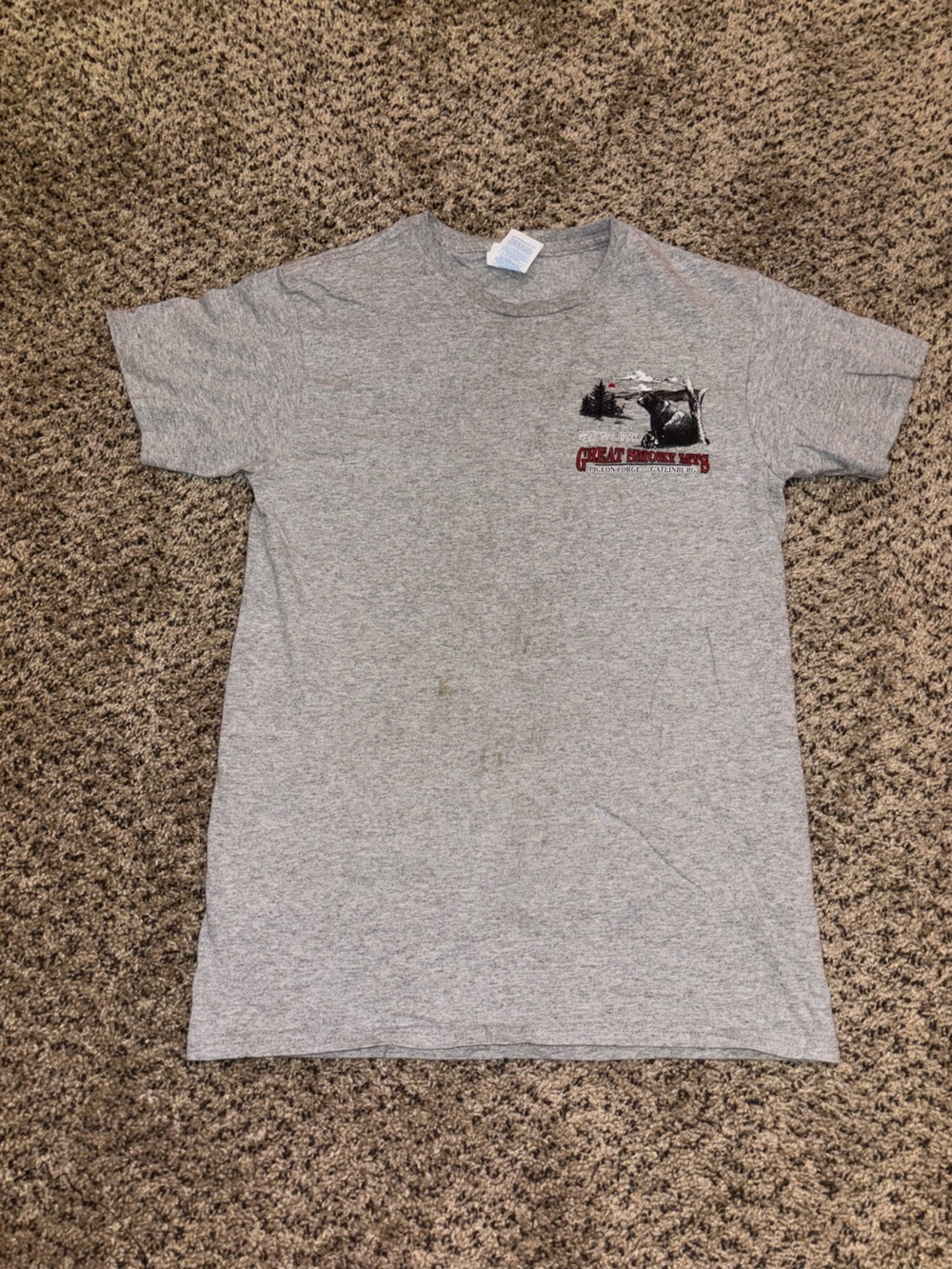 Delta Gray Crewneck Tee with Small Red and Blue Logo